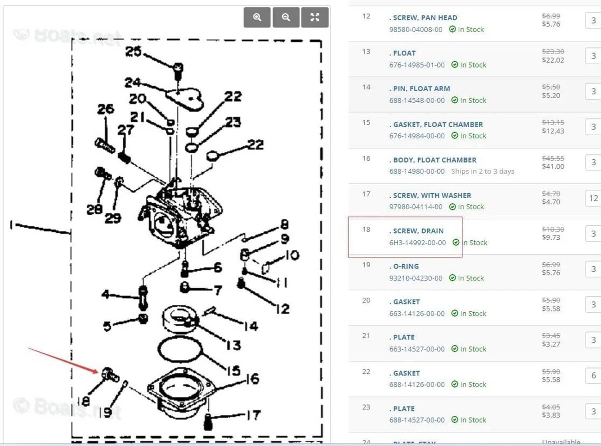 Solid Spare 6H3-14992-00 SCREW DRAIN For Yamaha Outboard 2T 40 50 60 75-90HP C CV40 90 3PCS