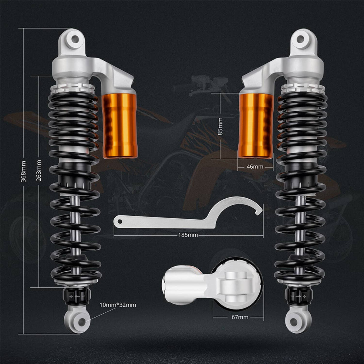 Solidspare Front Left Right Shocks Absorber for Yamaha YFZ350 Banshee 1987-1999 2000-2006