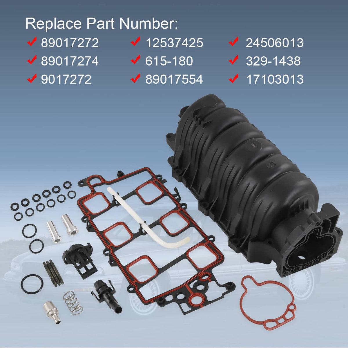 Solidspare MEW Upper Intake Manifold w/ Gasket for 1995-2005 Chevy Buick Olds 3800 3.8L V6