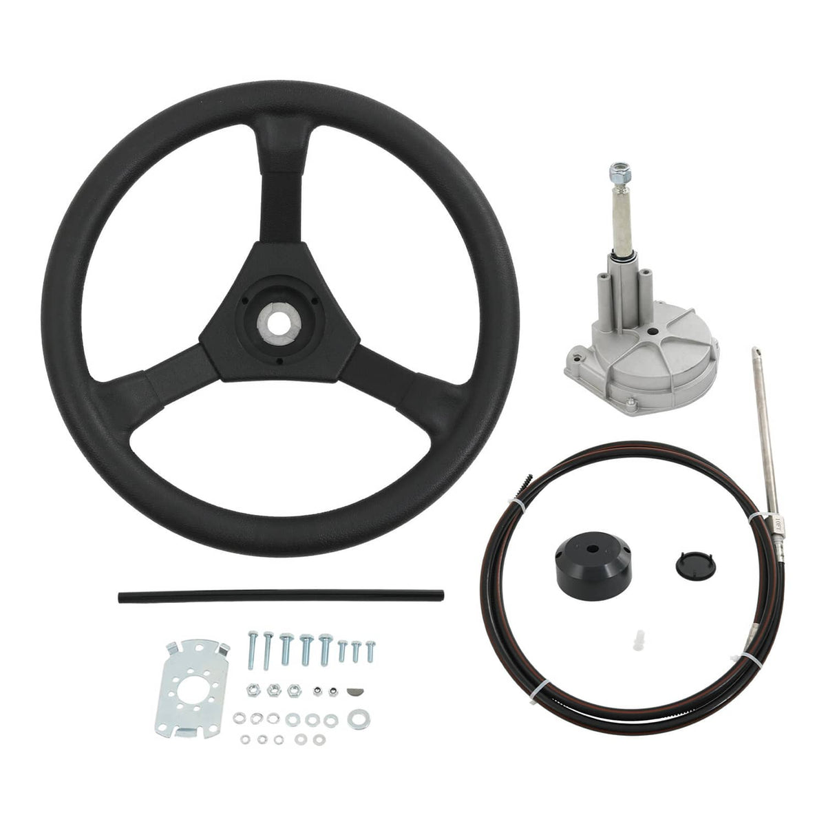 Solidspare 10FT Boat Rotary Steering System Outboard Kit With 13.5" Wheel SS13710