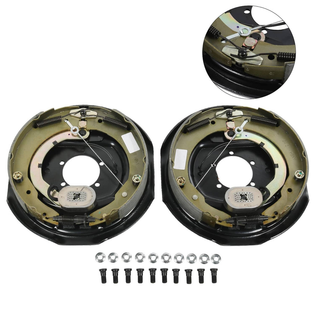 Solidspare Pair Electric Trailer Brake 12" x 2" Self-Adjusting Assembly For 7000 lbs Axle-