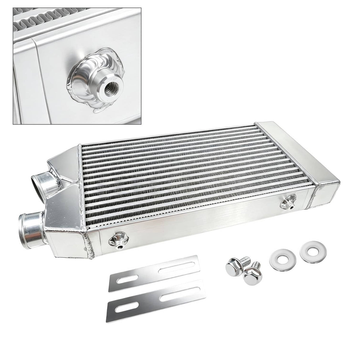Solidspare 2.5" Aluminum Intercooler Front Mount Inlet & Outlet Same One Side Universal