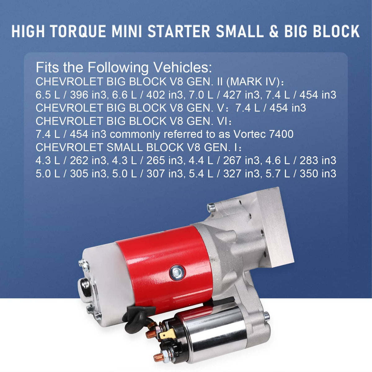 Solidspare Red High Torque Mini Starter 153 168 Tooth For Small & Big Block Chevy NEW