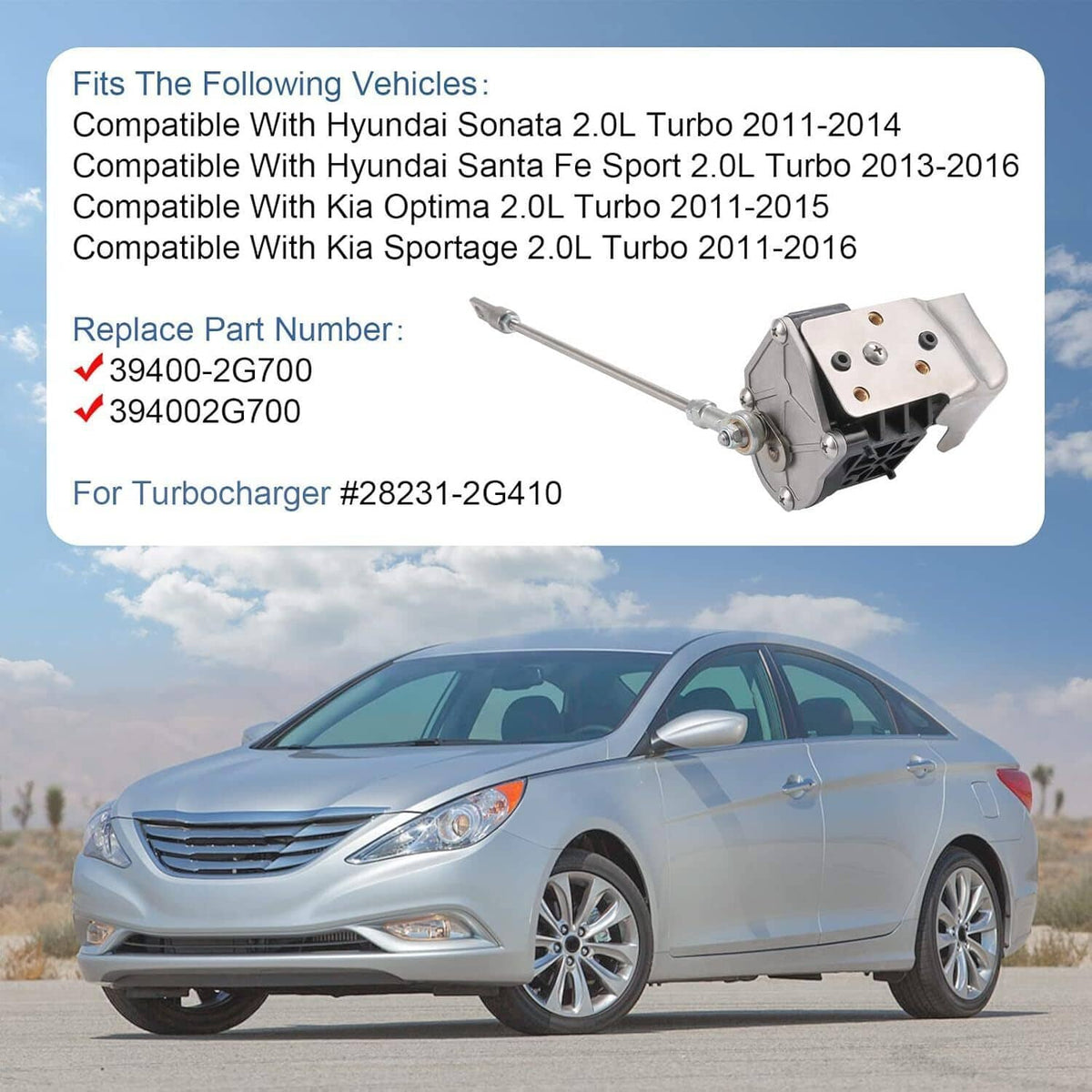 Solidspare Turbo Wastegate Actuator For 2009-2015 Hyundai Kia 2.0L 39400-2G720  39400-2G700