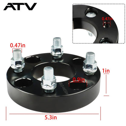 Solidspare 4pcs 1" 4x4 Black ATV Wheel Spacers For Golf Cart  GO GO Club Car 4x101.6mm