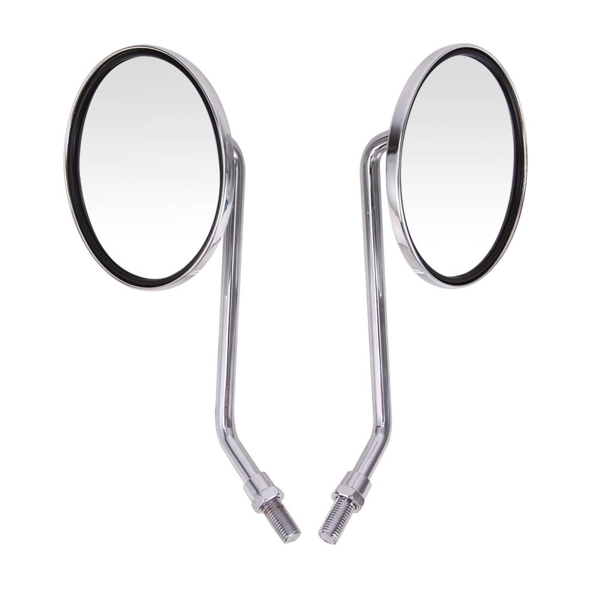 Solidspare 2Pcs Motorcycle Rearview Mirror Set M10/10mm Chrome Round Shape (Classic Style)
