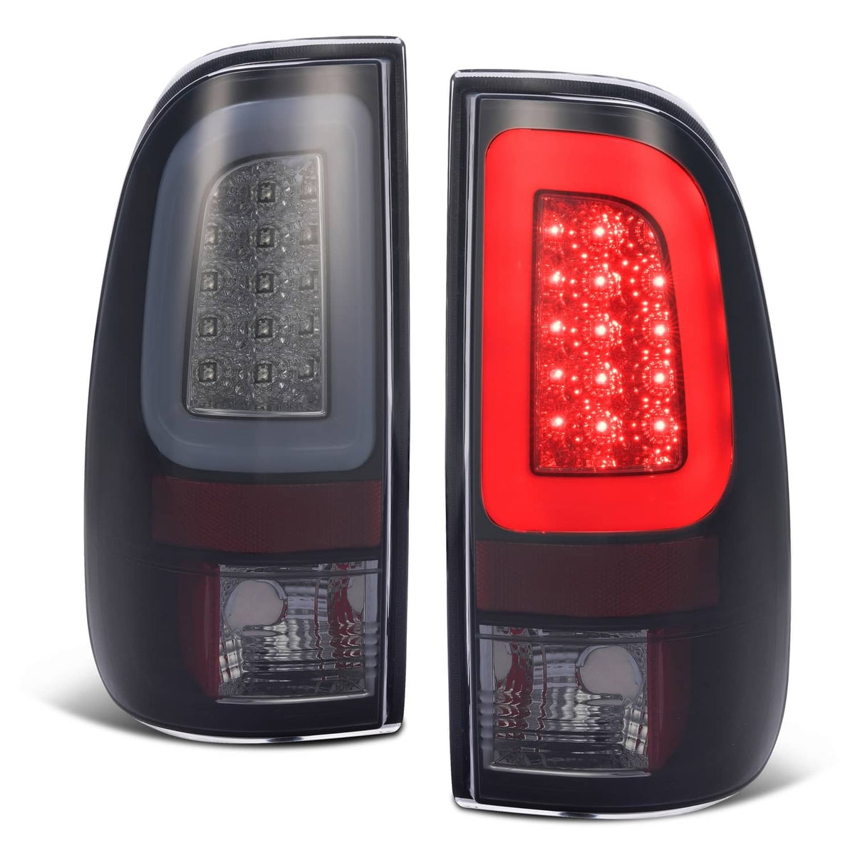 Solid Spare For 1997-03 Ford F150 99-07 F250 F350 Black Smoke LED Tube Tail Light Brake Lamp