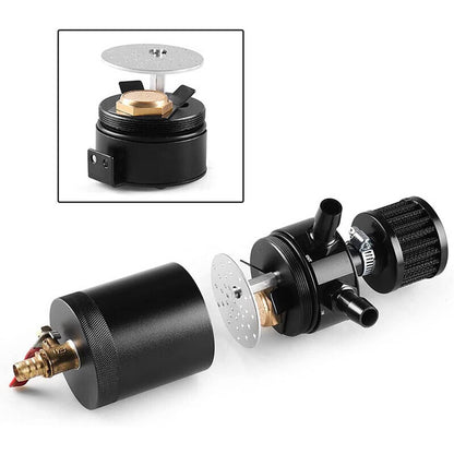 Solidspare Black 2 Port Reservoir Baffled Tank Oil Catch Can with Drain Valve Breather New