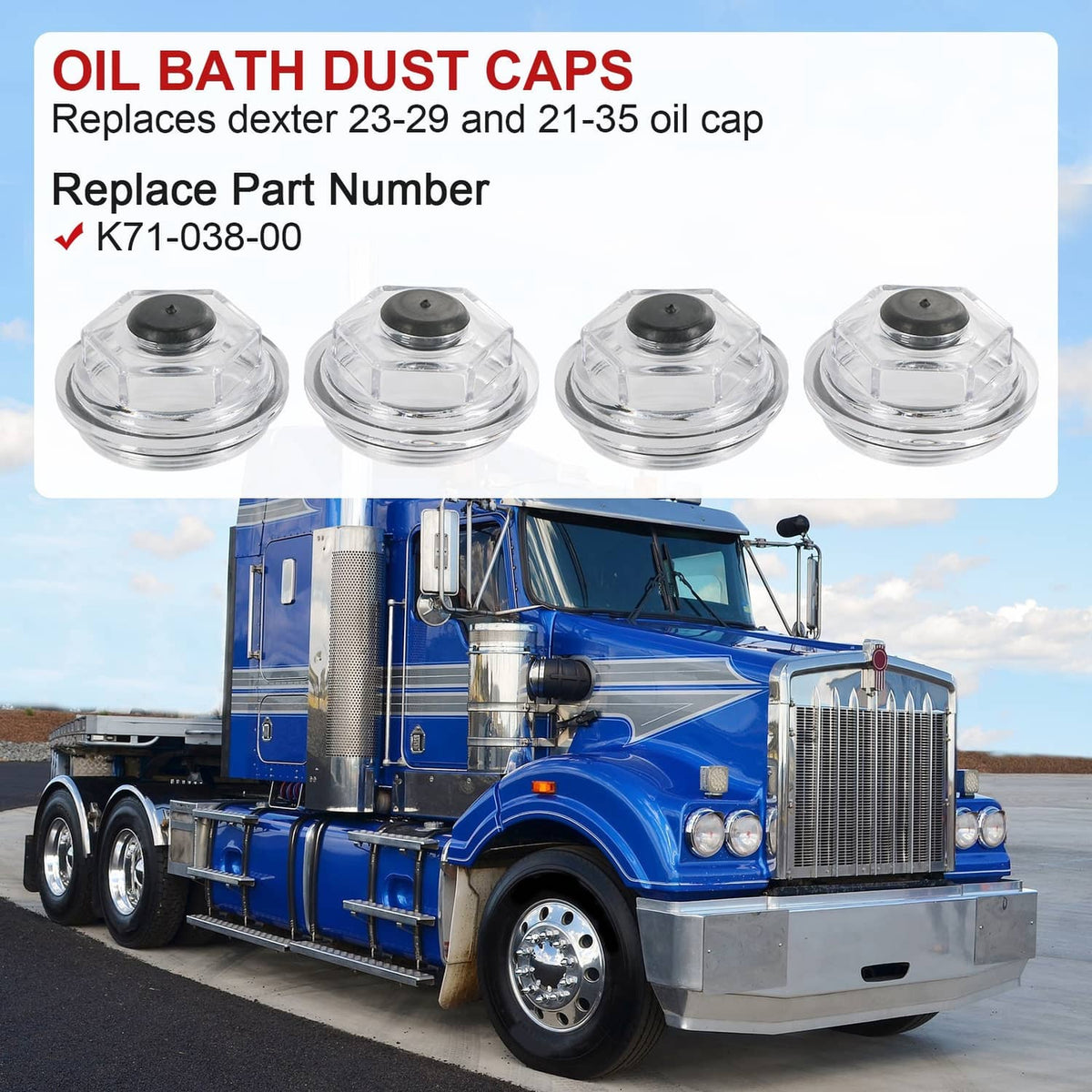 Solidspare 4PCS Replacement 8K 2-7/8" Oil Bath Caps Trailer Axle For Dexter 21-35 LCI 8000#