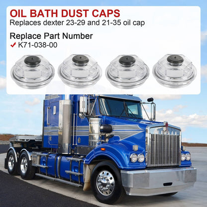 Solidspare 4PCS Replacement 8K 2-7/8" Oil Bath Caps Trailer Axle For Dexter 21-35 LCI 8000#