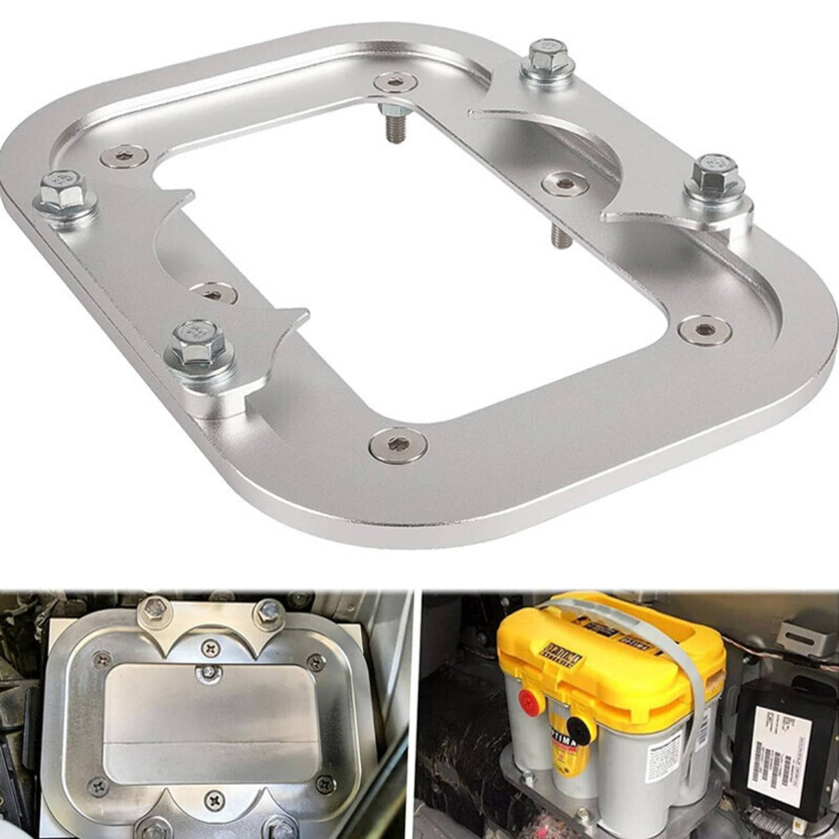Solidspare Billet Aluminum Battery Relocation Tray Hold Down Mount For Optima Battery 34/78