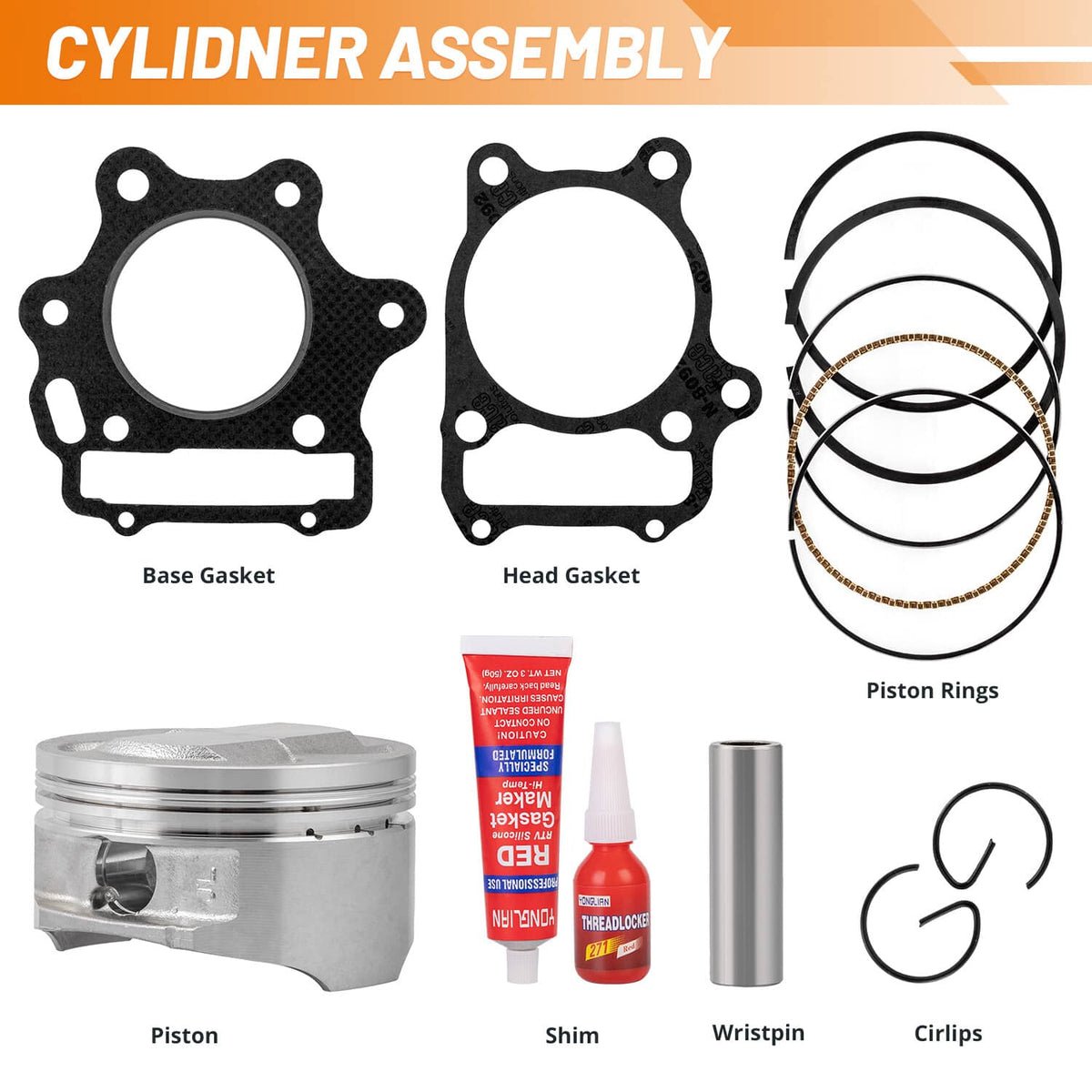 Solidspare 80mm Cylinder Piston Ring Gasket Kit ATV for Honda Sportrax TRX300EX 1993-2008