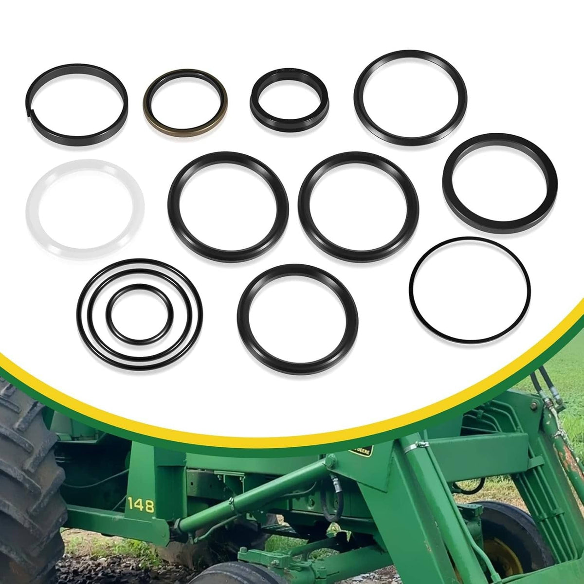 Solidspare AW16443 Loader Hydraulic Lift Cylinder Seal Kit fit for John Deere 148 158 168