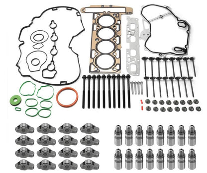 Solidspare Head Gasket W/ Bolt & 16pcs Rocker Arm Valve Lifter Kit for Chevy GMC Buick 2.4L