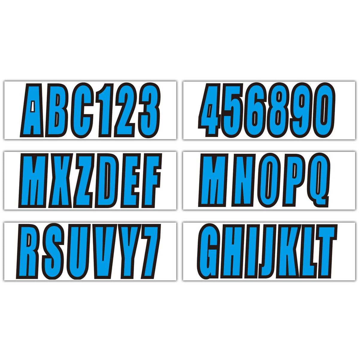 Solid Spare Custom boat registration numbers Decal Sticker 4 sets of A-Z 4 sets of 0-9 Blue