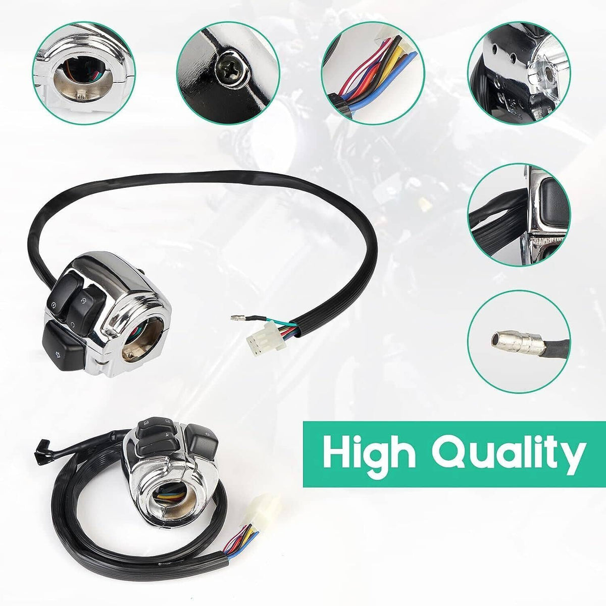 Solidspare 1" Motorcycle Handlebar Control Switches With Wiring Harness Kit For Harley