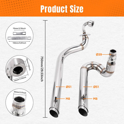 Solidspare Shortshots Staggered Exhaust Pipe System For Yamaha V Star 650 XVS650 XVS650A