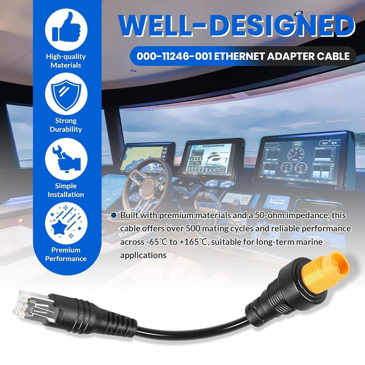 Solidspare RJ45 to 5-Pin Ethernet Adapter Cable 000-11246-001 for Simrad NSO evo2 & Zeus2