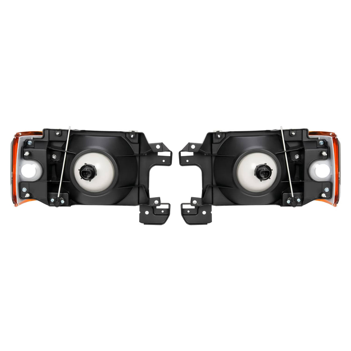Solid Spare For 1987-1991 1990 Ford F150 F250 Bronco Truck Headlights Chrome Trim Headlamps