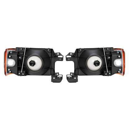 Solid Spare For 1987-1991 1990 Ford F150 F250 Bronco Truck Headlights Chrome Trim Headlamps