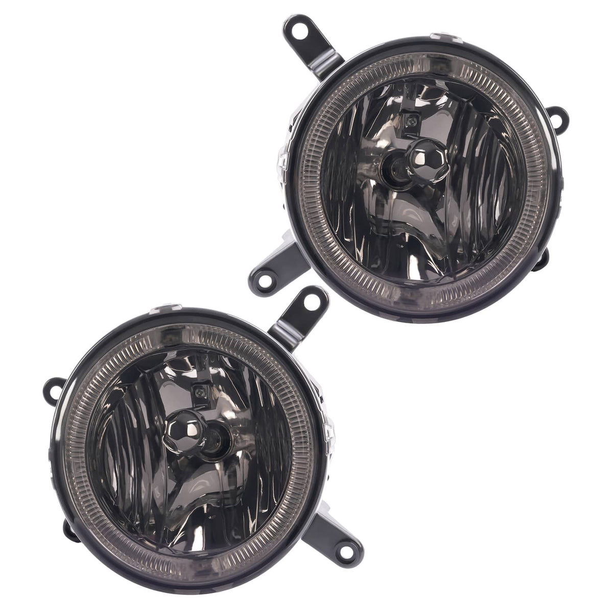Solid Spare Fog Lights LED Halo Running Light Smoke Lens For Ford Mustang GT 2005-2009 RH&LH