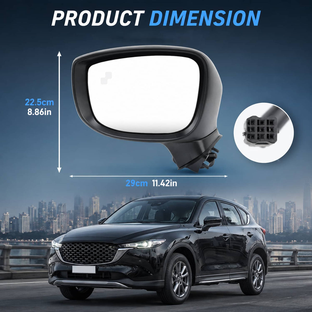 Solidspare Left Driver Side Mirror for 2017-24 Mazda CX-5 With BSM Power Turn Signal Light
