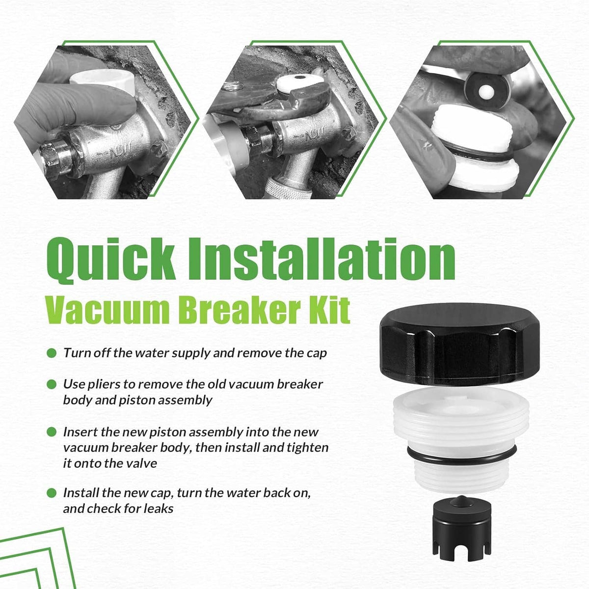 Solidspare VACVBKX1B Vacuum Breaker Kit, for Anti-Siphon Frost-Free Sillcock Valves, 2 Pack