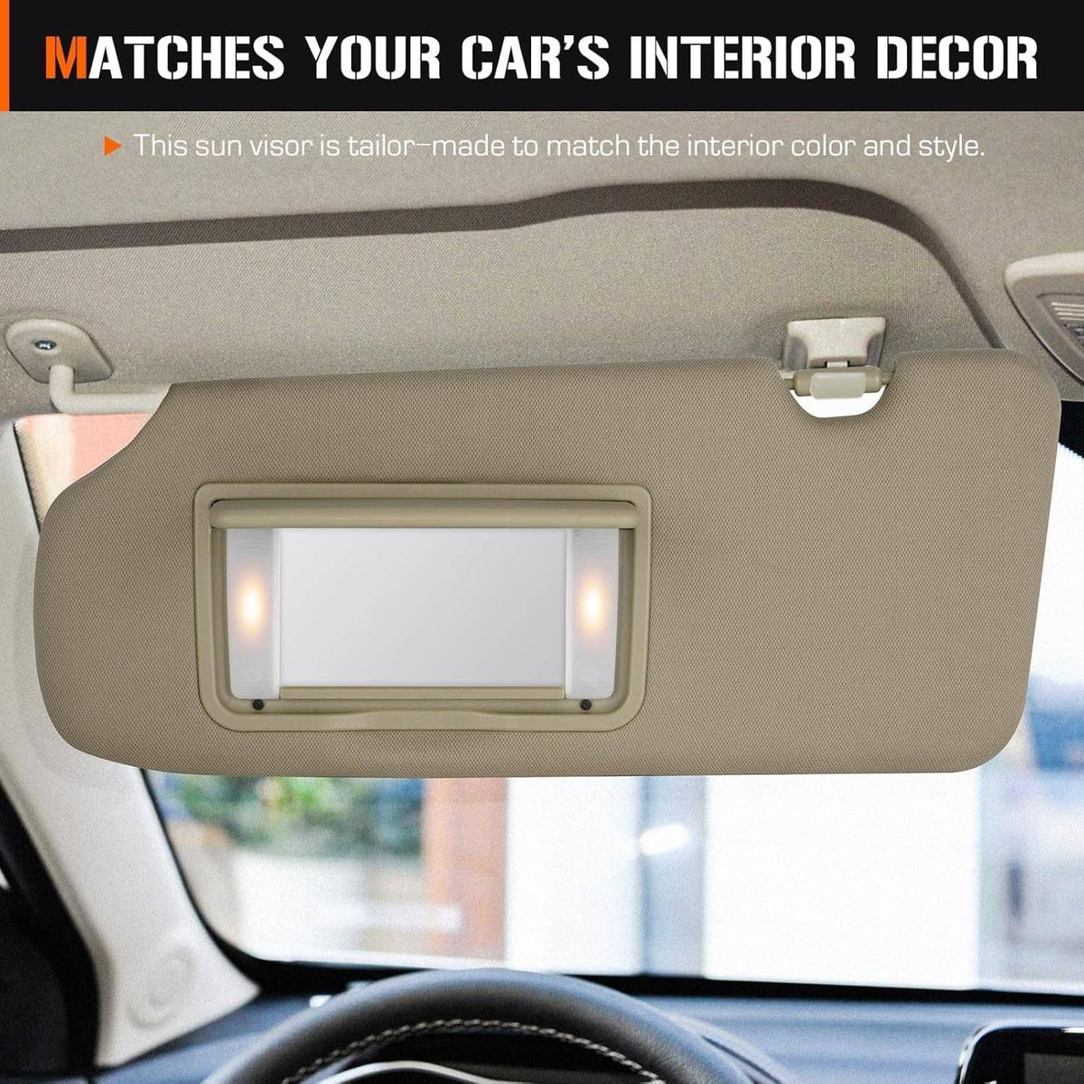 Solidspare Left Driver Side Sun Visor Beige w/Mirror & Light For 2017-2022 Honda CR-V CRV