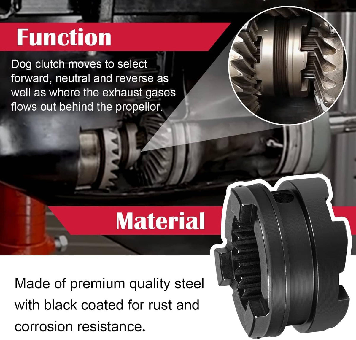 Solidspare Clutch Dog 3 Jaw Reverse 52-822539t for Mercury 90-120 hp 50-125 hp 3 cyl &4 cyl