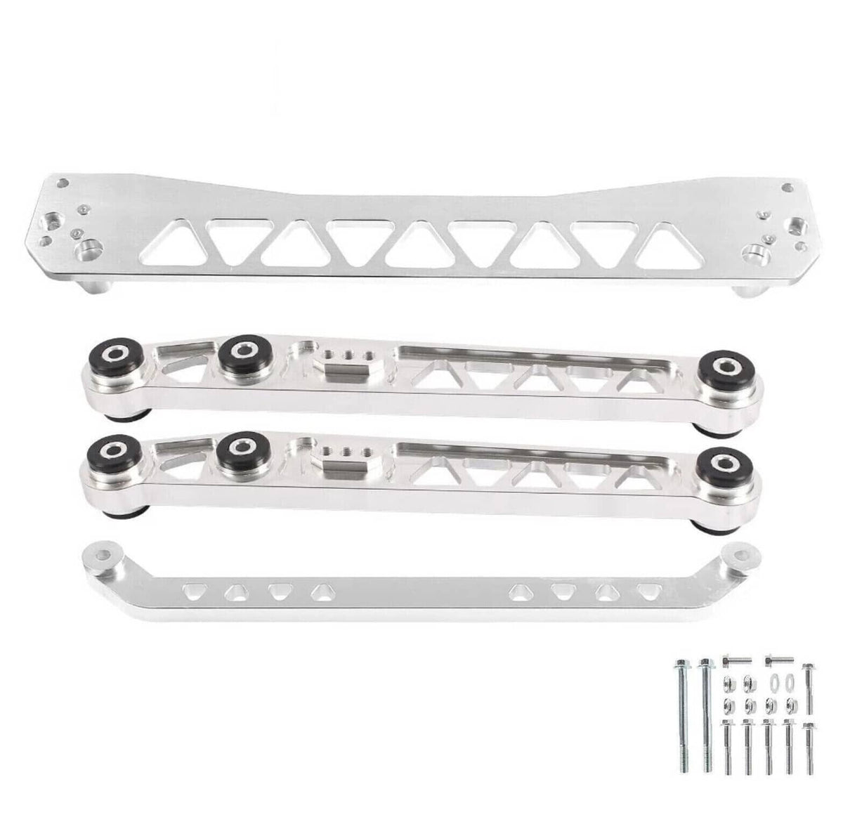 Solidspare Rear Lower Control Arms Subframe Brace Tie Bar for Honda Civic EK 96-00 Silver
