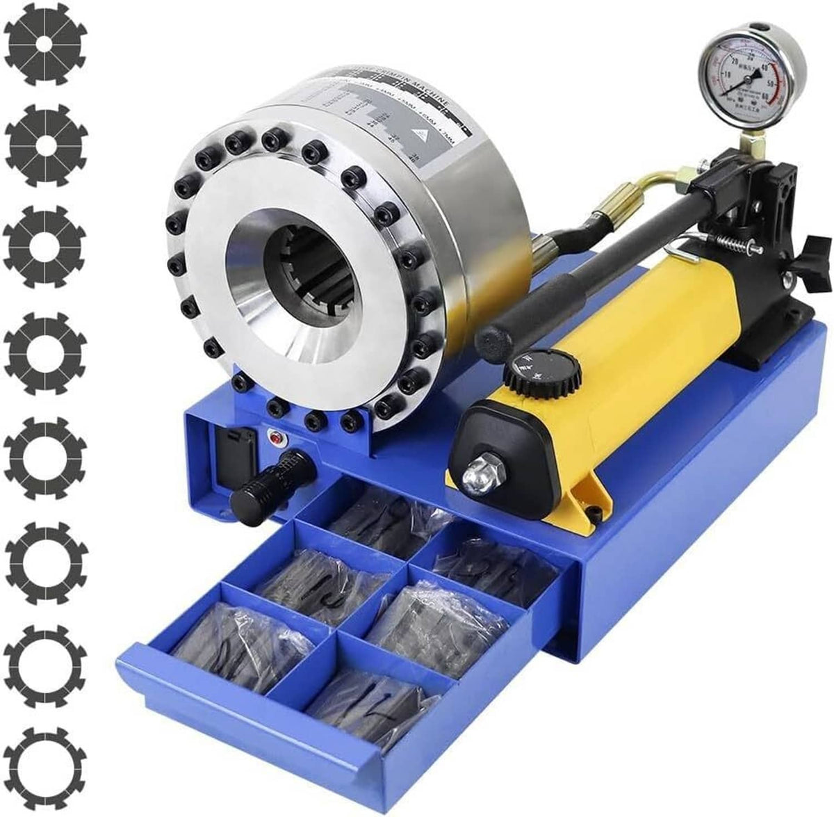 Solidspare New 5600KN Hydraulic Hose Crimper Pipe Clamping Machine w/ 8 Sets Dies 10mm-30mm
