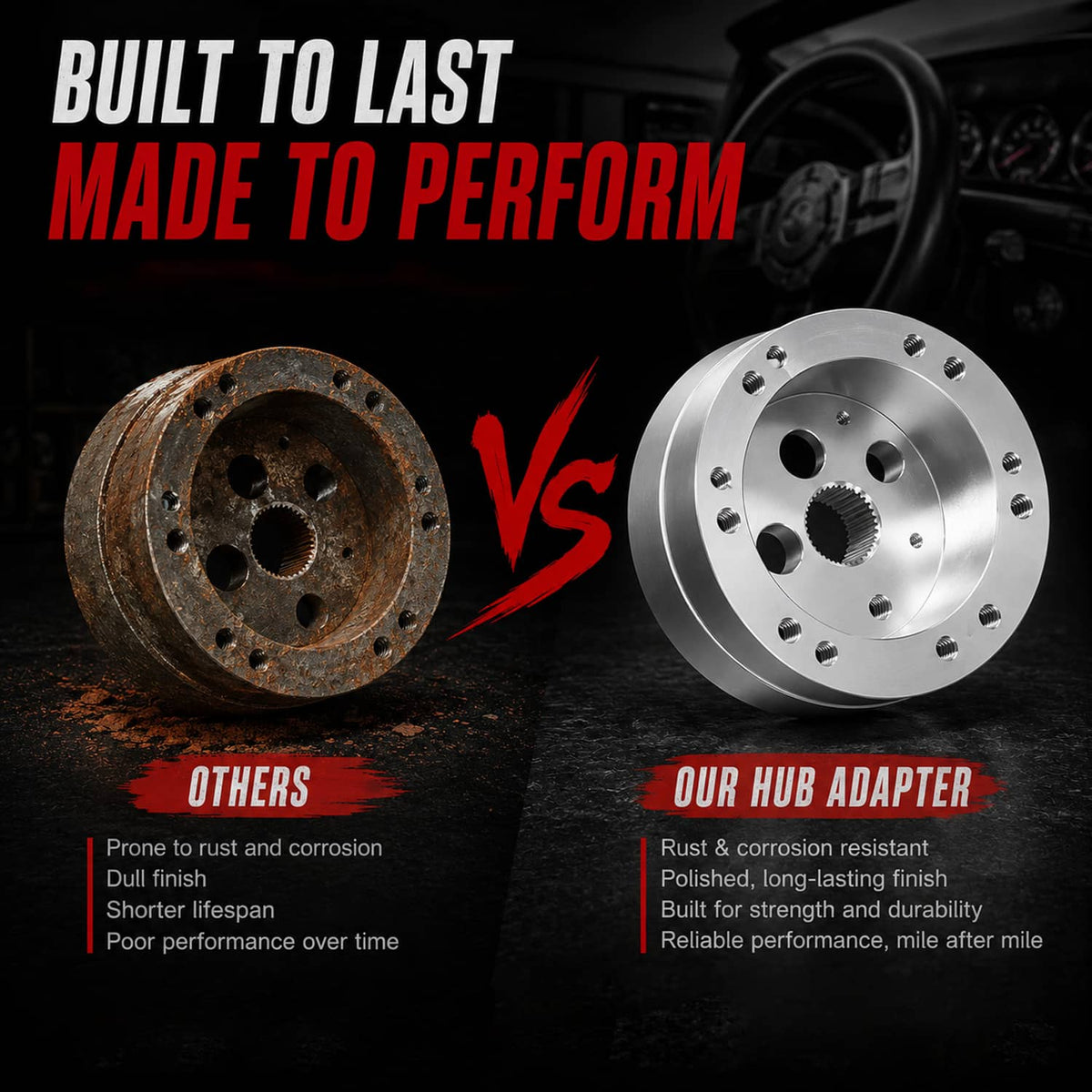 Solidspare Silver 5 & 6 Hole Steering Wheel Polished Hub Adapter For GM Chevy Aluminum