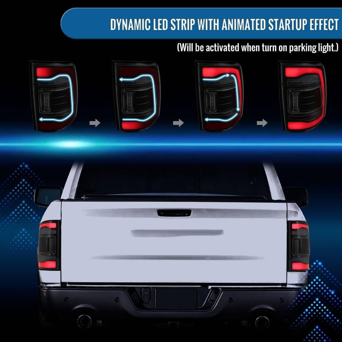 Solidspare Pair LED Tail Light For 2009-2018 Dodge Ram 1500 2500 3500 Rear Light Smoke Len