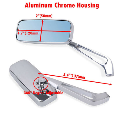 Solidspare Rectangle Motorcycle Mirrors Custom For Harley Cruiser Chopper Softail Sportster