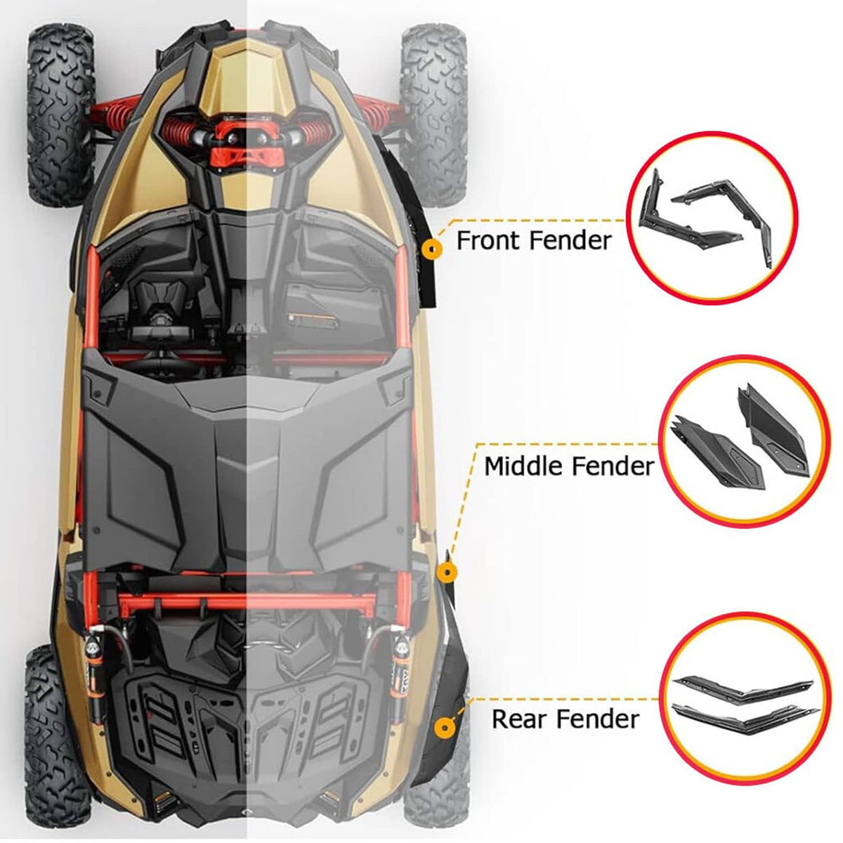 Solidspare X3 Fender Flares Extended for Can-Am Maverick X3&X3 Max RS Turbo R RR 2017-2024