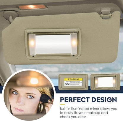 Solidspare Sun Visor Left Driver Side with Light & Mirror For 08-17 Honda Accord Beige New