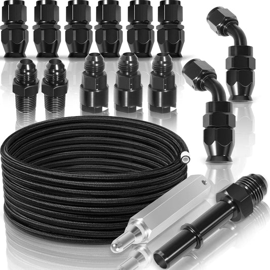 Solid Spare 6AN PTFE Fuel Line Kit 25FT for LS Swap EFI E85 Turbo Oil Coolant Transmission