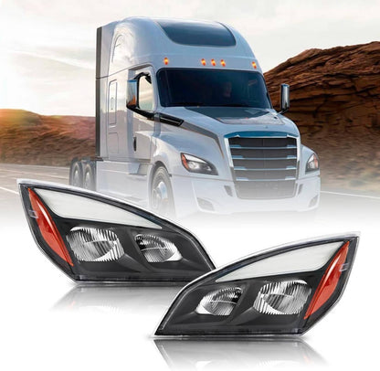 Solidspare Pair New Full LED Headlights Headlamps For 2018-2022 Freightliner Cascadia Black