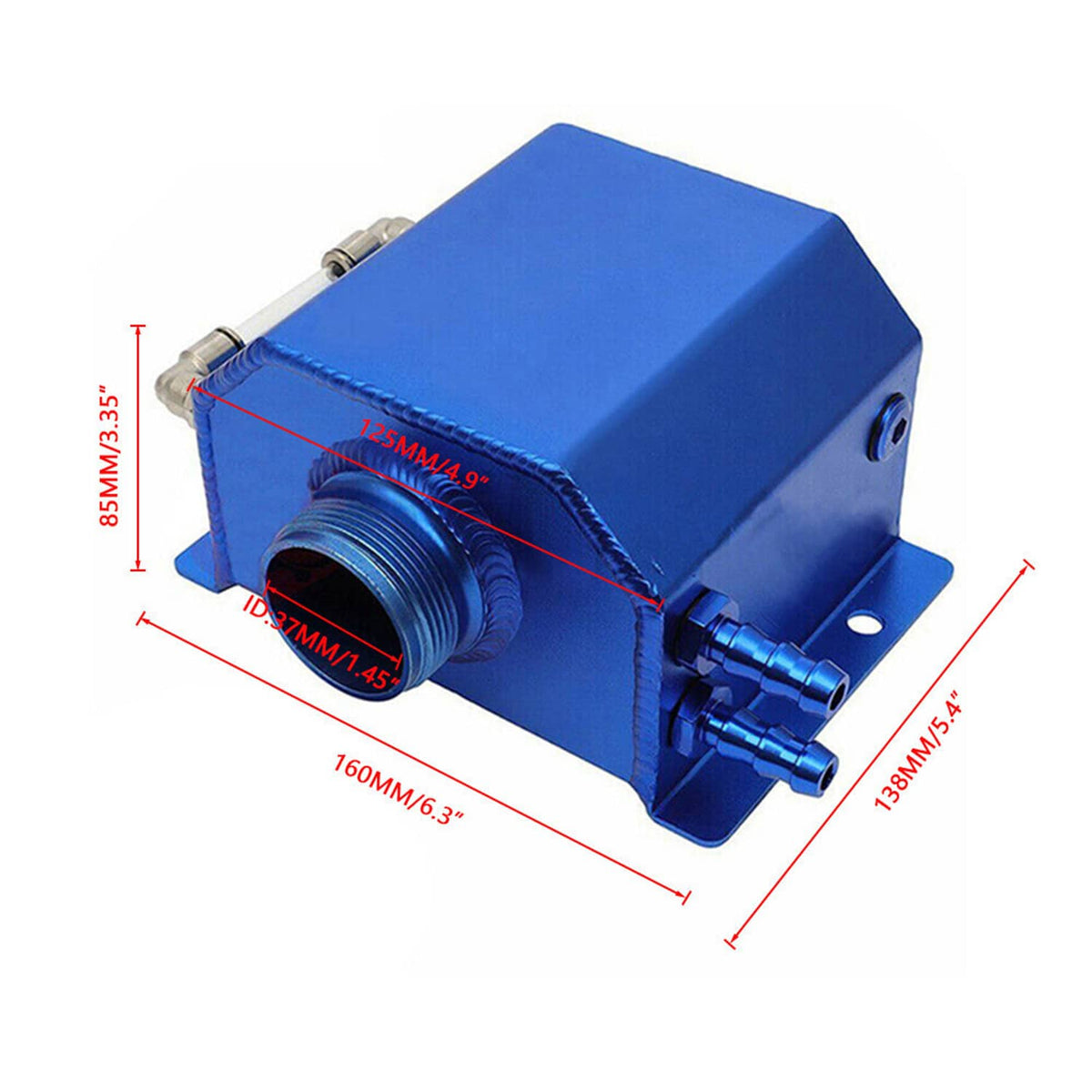 Solidspare 1L Aluminum Universal Radiator Coolant Overflow Bottle Recovery Water Tank Blue
