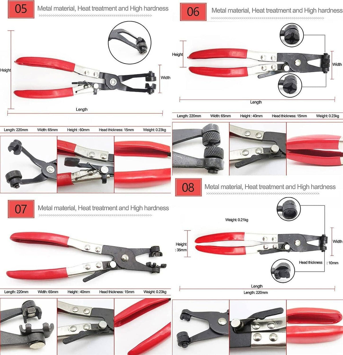 Solidspare 9PCS Hose Clamp Clip Plier Set Swivel Jaw Flat Angled Band Automotive Tool Set