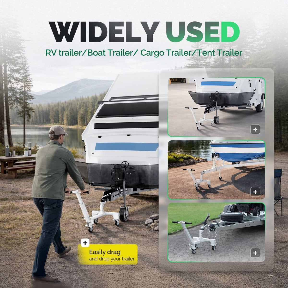 Solidspare 3-Wheel Trailer Dolly Up To 20000LBS Tongue Weight 3500 LBS For RV Boat Camper
