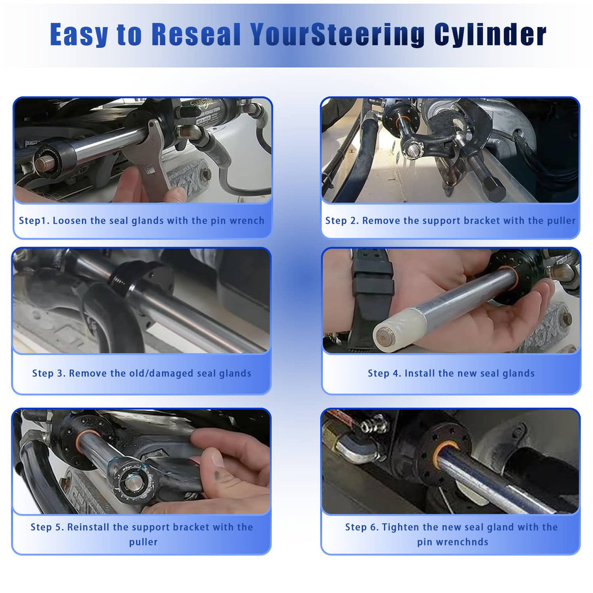Solidspare For HS5157 Seastar HC5345 Front Mount Hydraulic Steering Cylinder Seals Kit