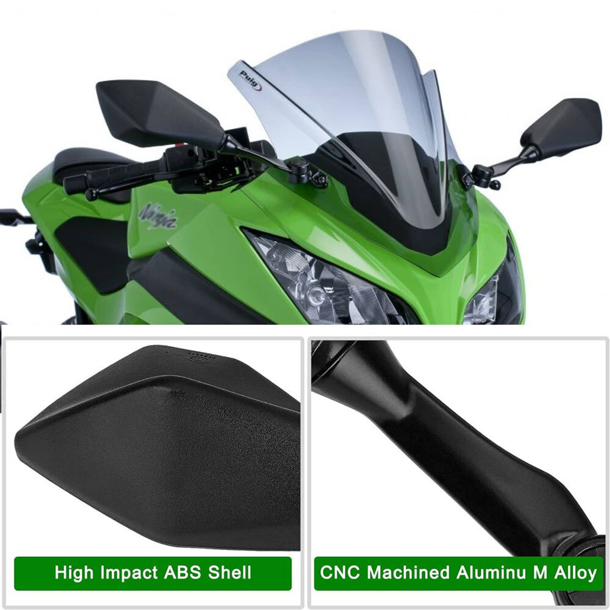 Solidspare Rear View Mirrors For Kawasaki Ninja ZX 6R 636 300R EX300 ABS 2013-2017 2015