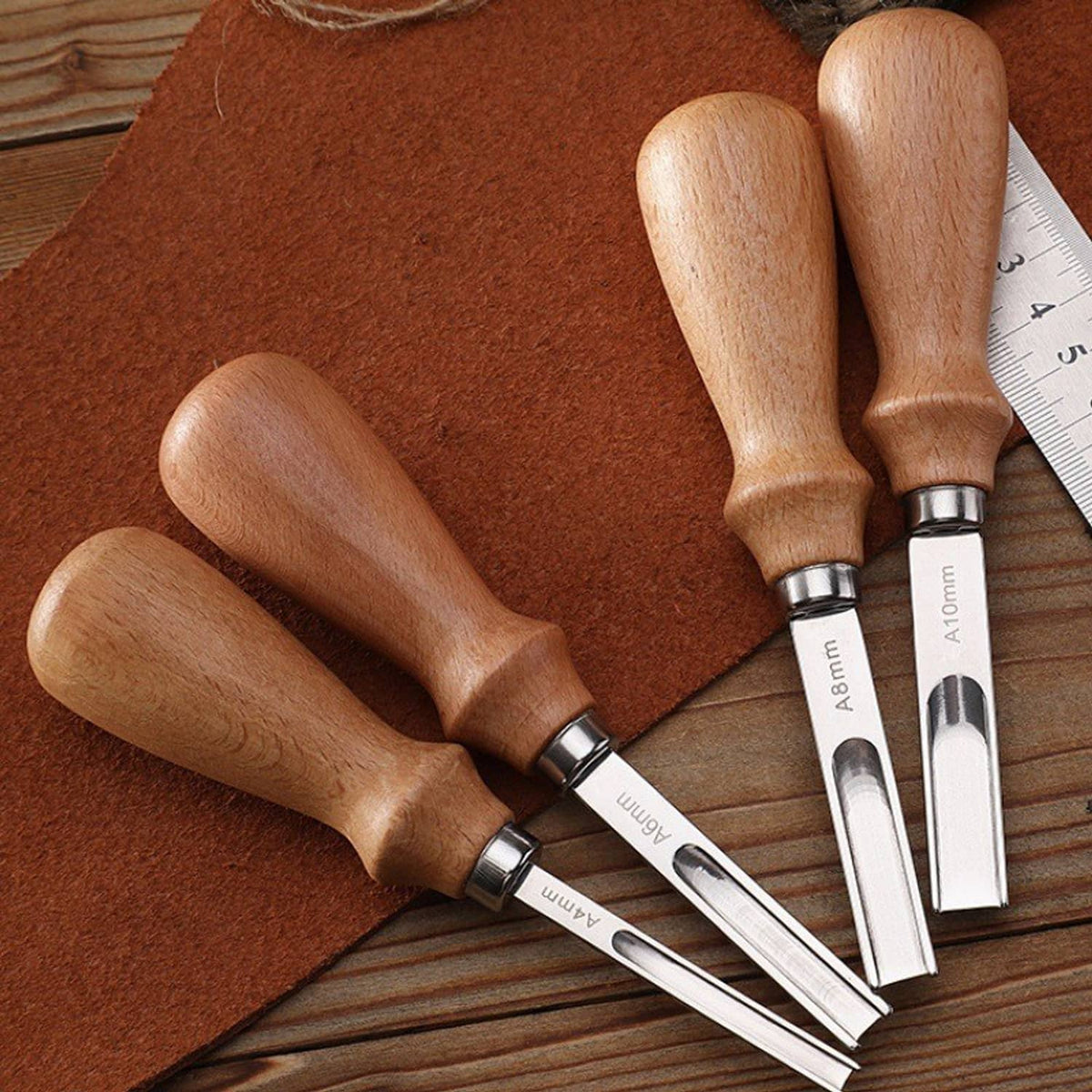 Solid Spare 4 PCs Leather Edge Bevelers French Beveler Wide Mouth Skiving Knife Craft Tool