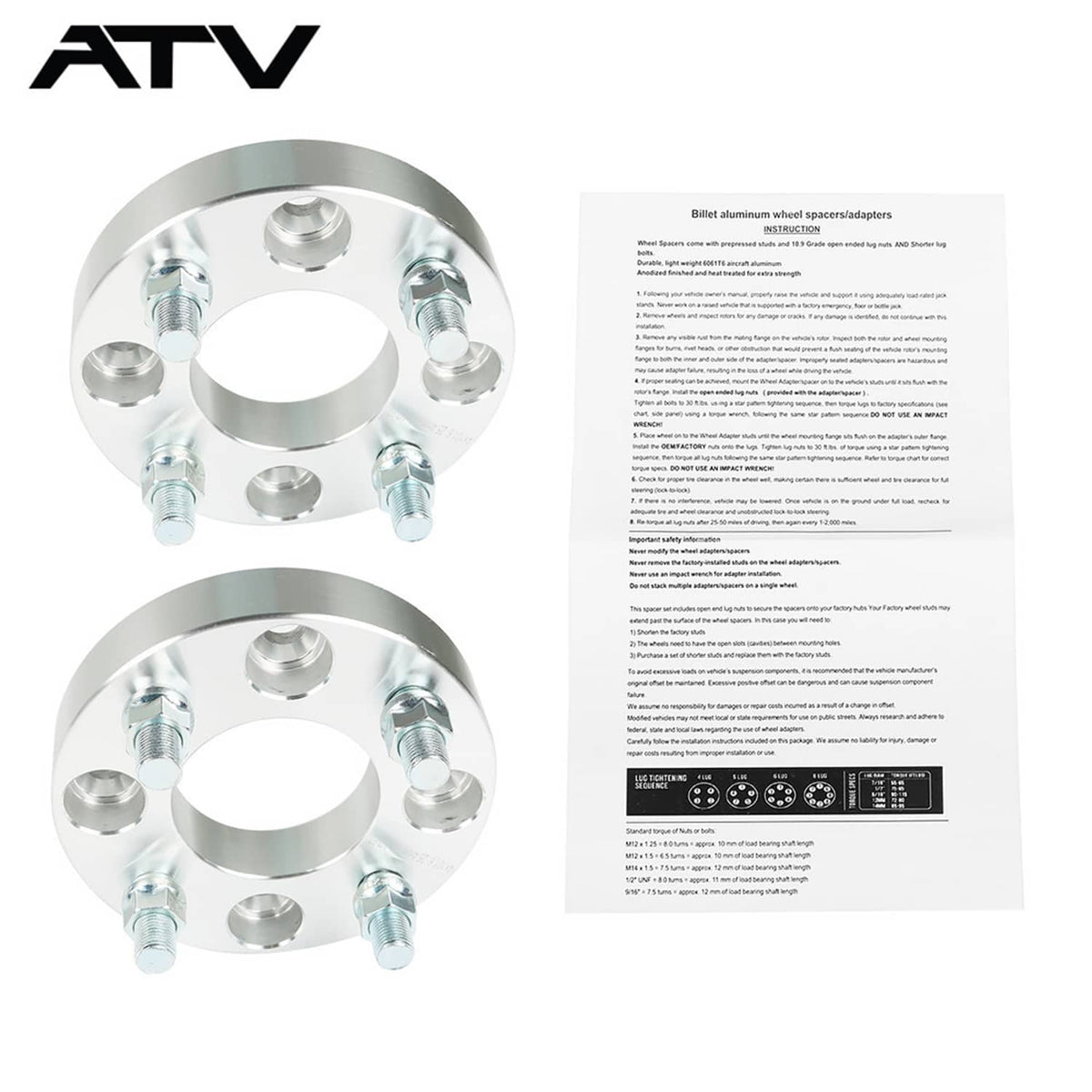 Solidspare 1" Wheel Spacers 4x4 4x101.6mm 1/2"x20 Studs For Golf Cart  GO Club Car ×2