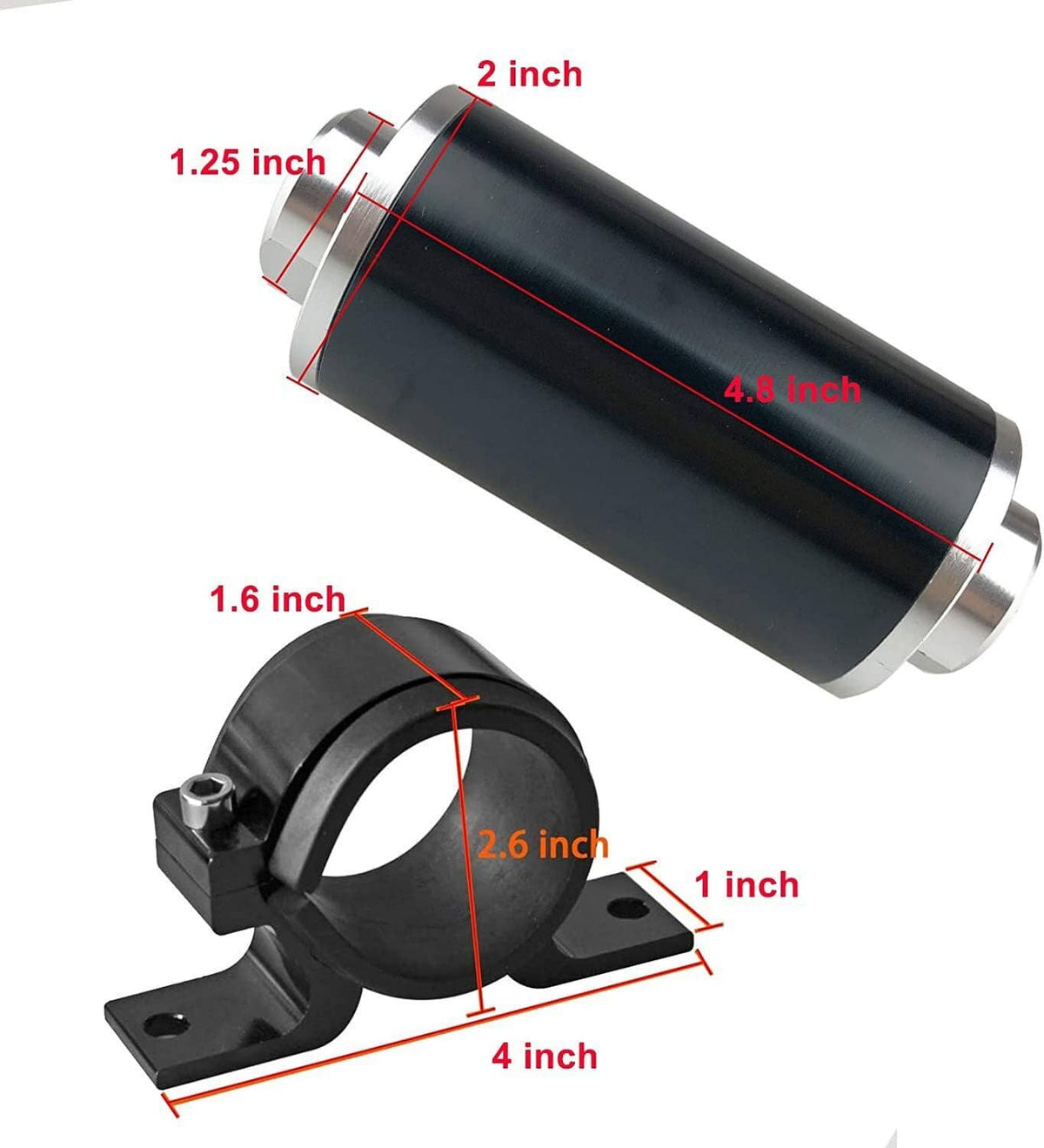 Solidspare 30 Micron Inline Fuel/Petrol Filter & Bracket Billet Aluminum AN6/AN8/AN10