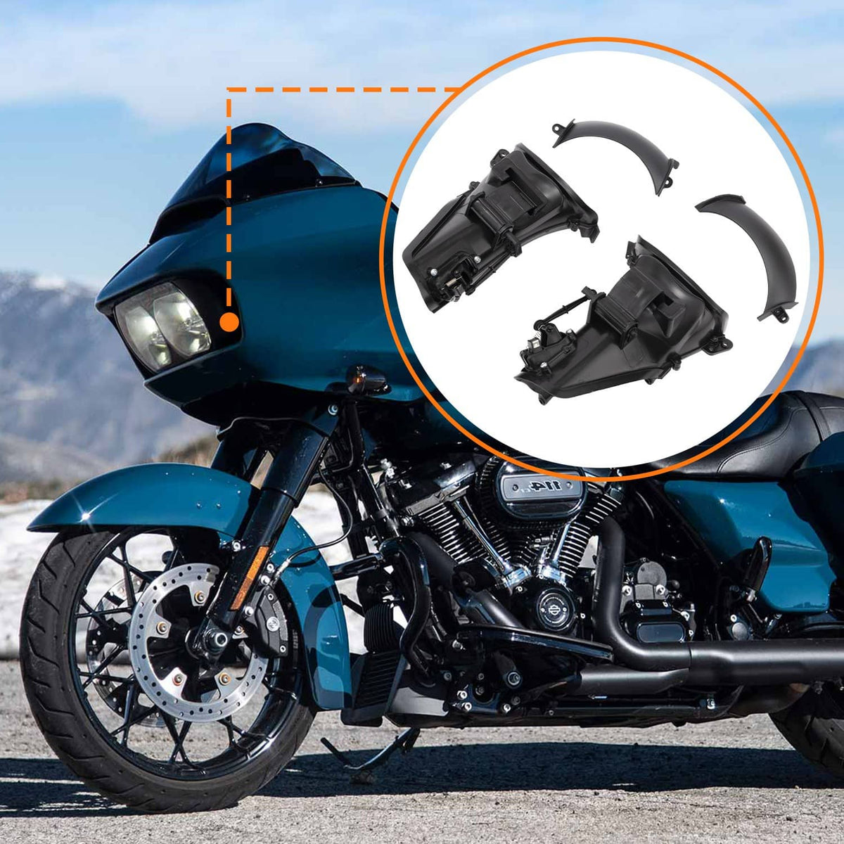 Solidspare 2Pcs Fairing Air Duct Fits For 2015-2023 Harley Touring Road Glide ABS Plastic