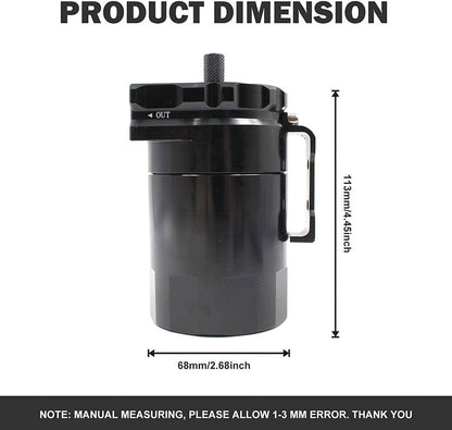 Solidspare Black Oil Catch Can Oil Separator for Ford F150 2.7L 5.0L Raptor 3.5L Ecoboost