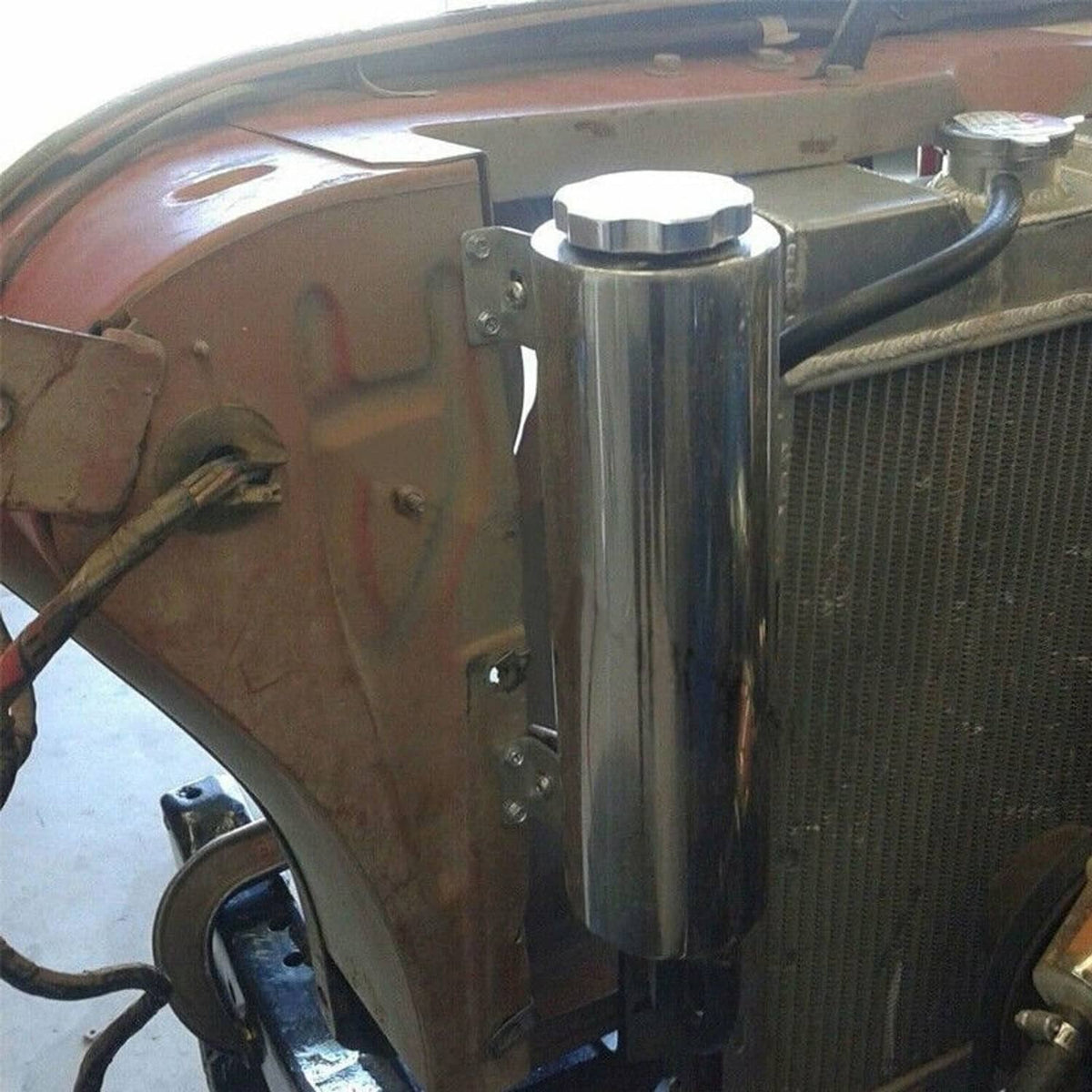 Solidspare 3" X 10" 32OZ Polished Stainless Steel Radiator Coolant Overflow Catch Tank Can