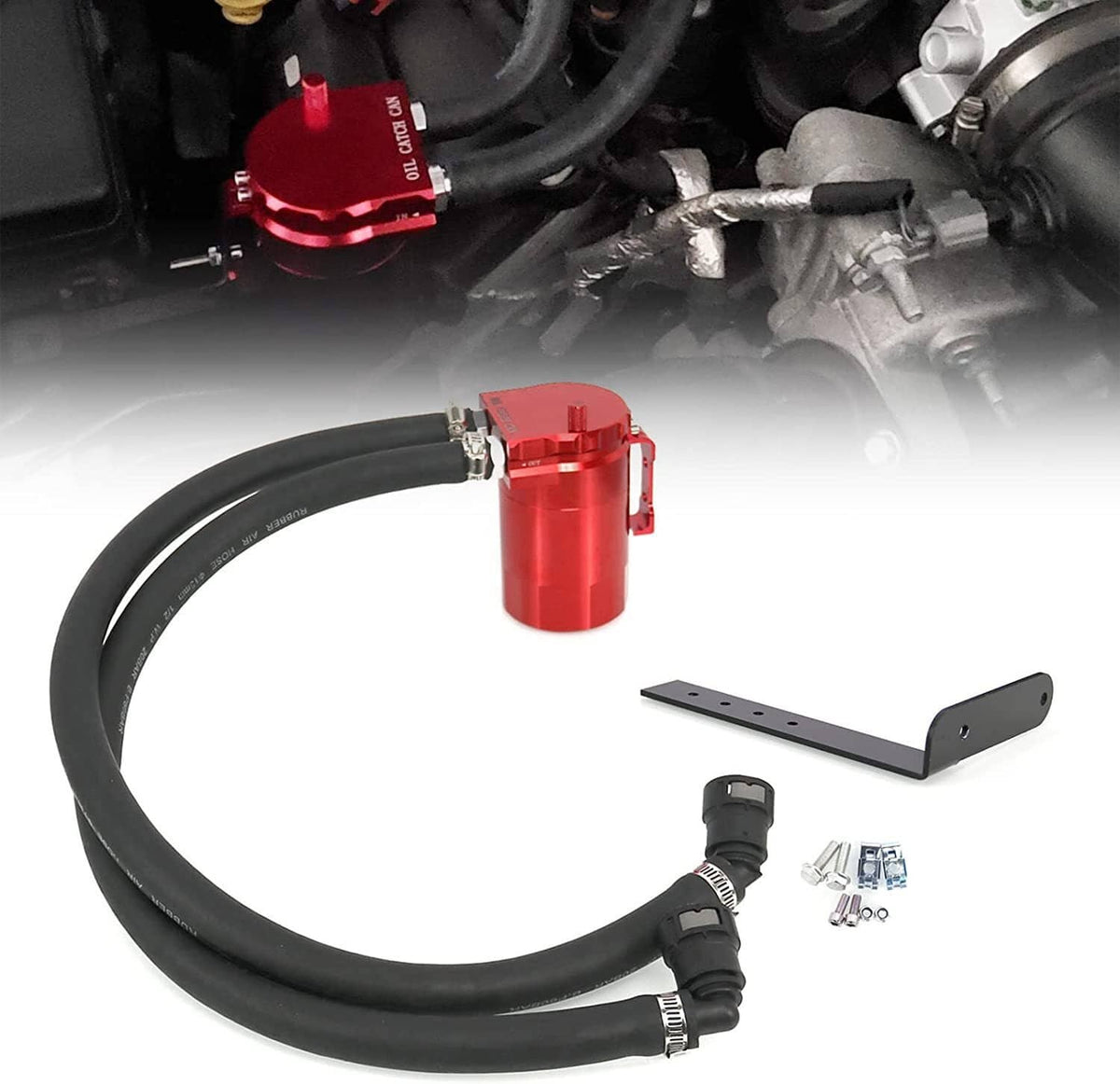 Solidspare Oil Catch Can Oil Separator for 2011-2021 Ford F150 5.0L & Raptor 2.7L 3.5L Red